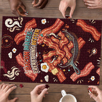 International Bacon Day Puzzle Retro Bacon Pattern With Sizzling Skillet Graphic