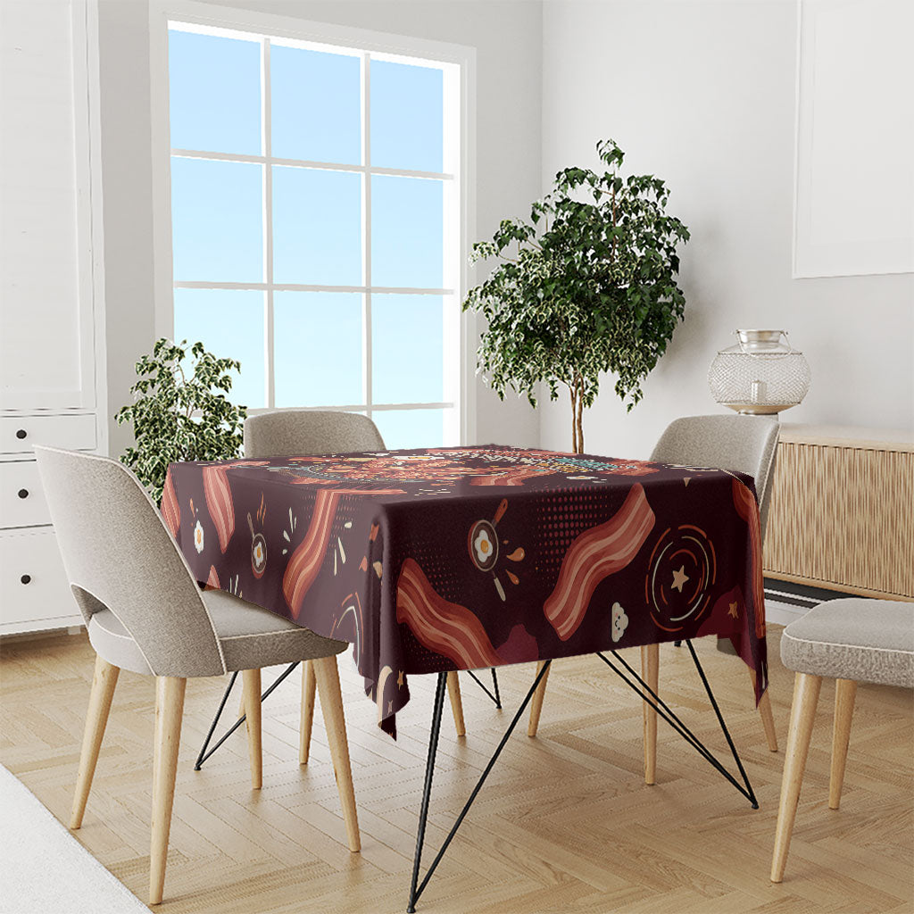 International Bacon Day Tablecloth Retro Bacon Pattern With Sizzling Skillet Graphic