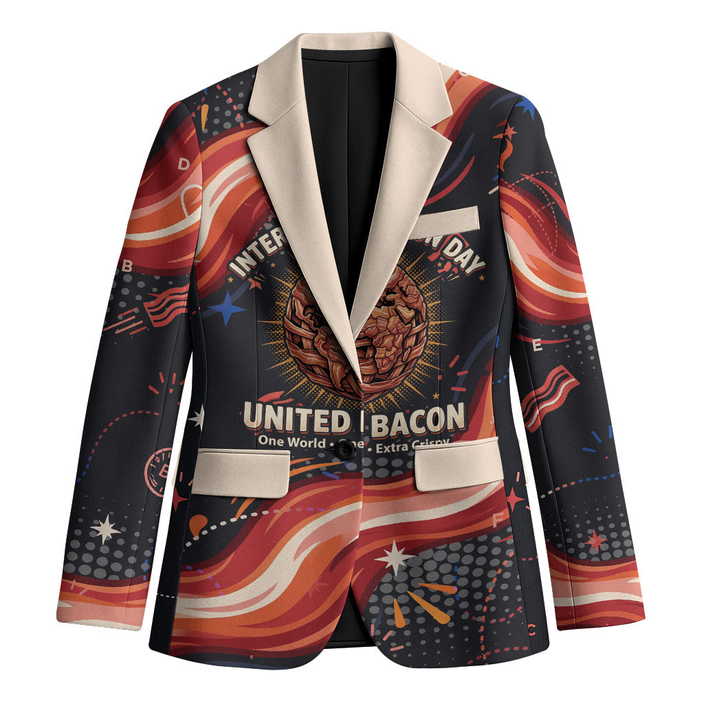 International Bacon Day United By Bacon Blazer Retro Bacon Globe and Cool Bacon Mascot Graphic