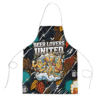 Beer Lovers United Brew Mode On Apron Retro Comic Beer Characters Clinking Glasses