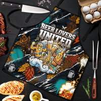 Beer Lovers United Brew Mode On Apron Retro Comic Beer Characters Clinking Glasses