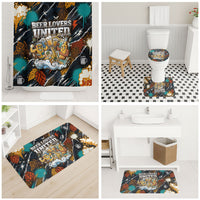 Beer Lovers United Brew Mode On Bathroom Set Retro Comic Beer Characters Clinking Glasses