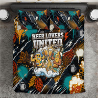 Beer Lovers United Brew Mode On Bedding Set Retro Comic Beer Characters Clinking Glasses