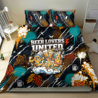 Beer Lovers United Brew Mode On Bedding Set Retro Comic Beer Characters Clinking Glasses