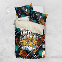 Beer Lovers United Brew Mode On Bedding Set Retro Comic Beer Characters Clinking Glasses