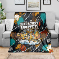 Beer Lovers United Brew Mode On Blanket Retro Comic Beer Characters Clinking Glasses