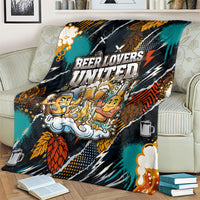 Beer Lovers United Brew Mode On Blanket Retro Comic Beer Characters Clinking Glasses