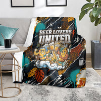 Beer Lovers United Brew Mode On Blanket Retro Comic Beer Characters Clinking Glasses