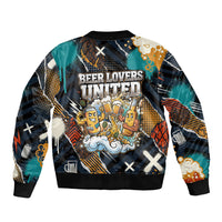 Beer Lovers United Brew Mode On Bomber Jacket Retro Comic Beer Characters Clinking Glasses