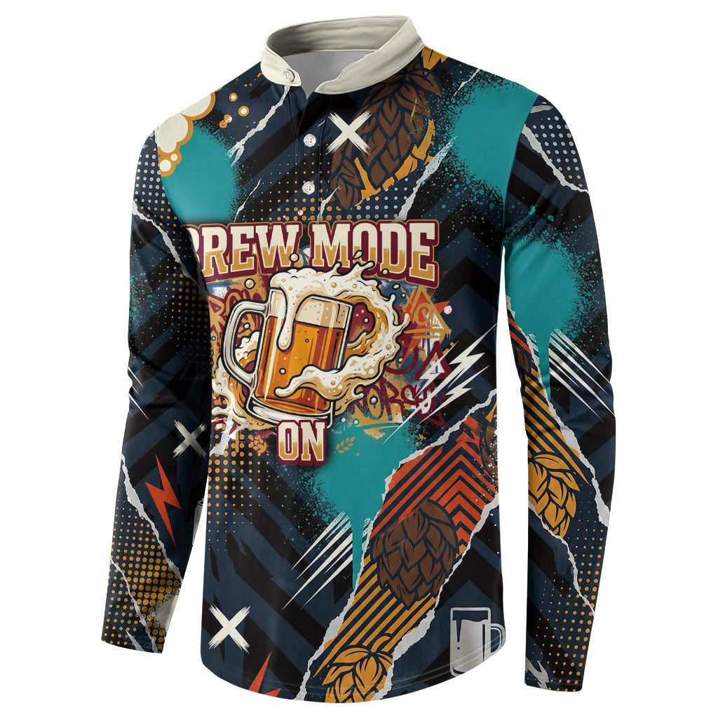 Beer Lovers United Brew Mode On Button Sweatshirt Retro Comic Beer Characters Clinking Glasses