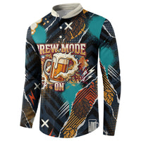 Beer Lovers United Brew Mode On Button Sweatshirt Retro Comic Beer Characters Clinking Glasses