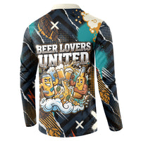 Beer Lovers United Brew Mode On Button Sweatshirt Retro Comic Beer Characters Clinking Glasses