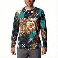 Beer Lovers United Brew Mode On Button Sweatshirt Retro Comic Beer Characters Clinking Glasses