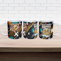 Beer Lovers United Brew Mode On Ceramic Mug Retro Comic Beer Characters Clinking Glasses