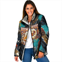 Beer Lovers United Brew Mode On Padded Jacket Retro Comic Beer Characters Clinking Glasses