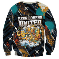 Beer Lovers United Brew Mode On Sweatshirt Retro Comic Beer Characters Clinking Glasses