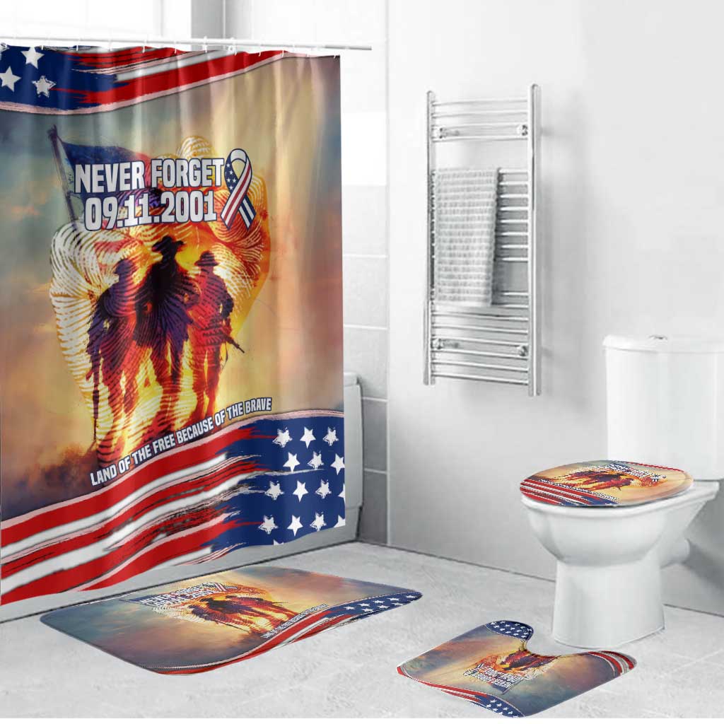 911 Memorial Patriot Day Bathroom Set American Flag and Soldier Tribute Never Forget - Wonder Print Shop