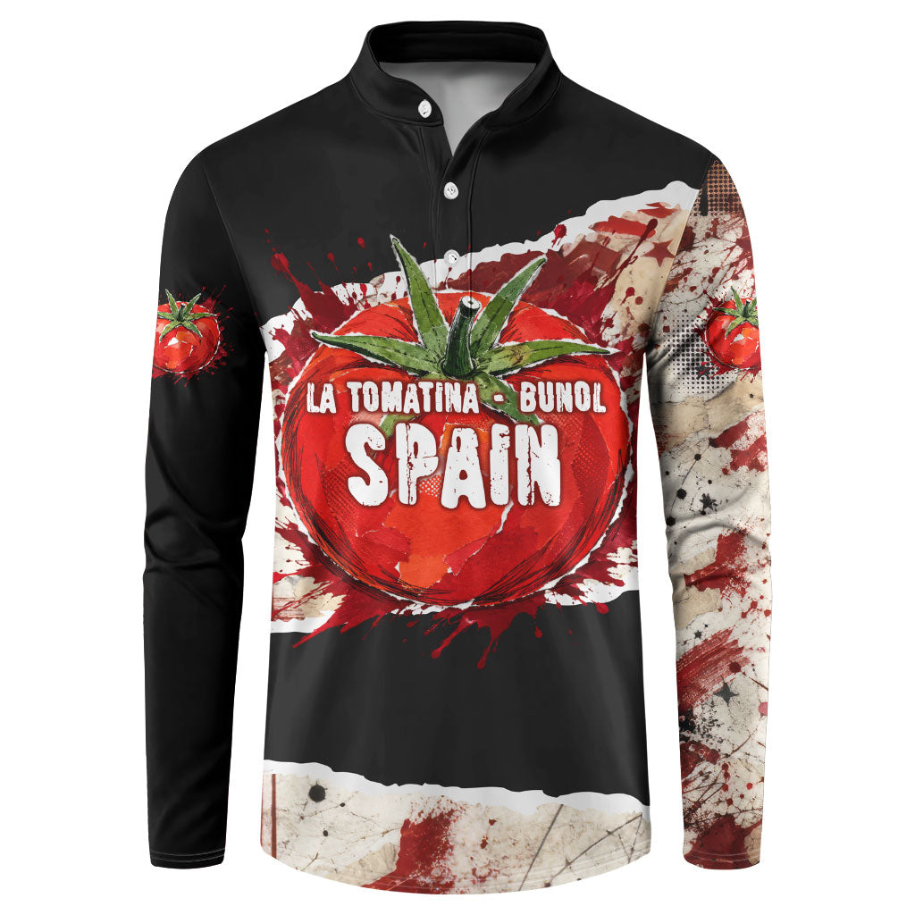 Spain La Tomatina Bunol Tomato Festival Button Sweatshirt Vintage Grunge Distressed Splatter Art Spanish Culture