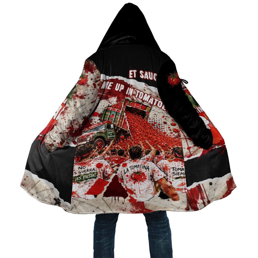 Spain La Tomatina Bunol Tomato Festival Cloak Vintage Grunge Distressed Splatter Art Spanish Culture