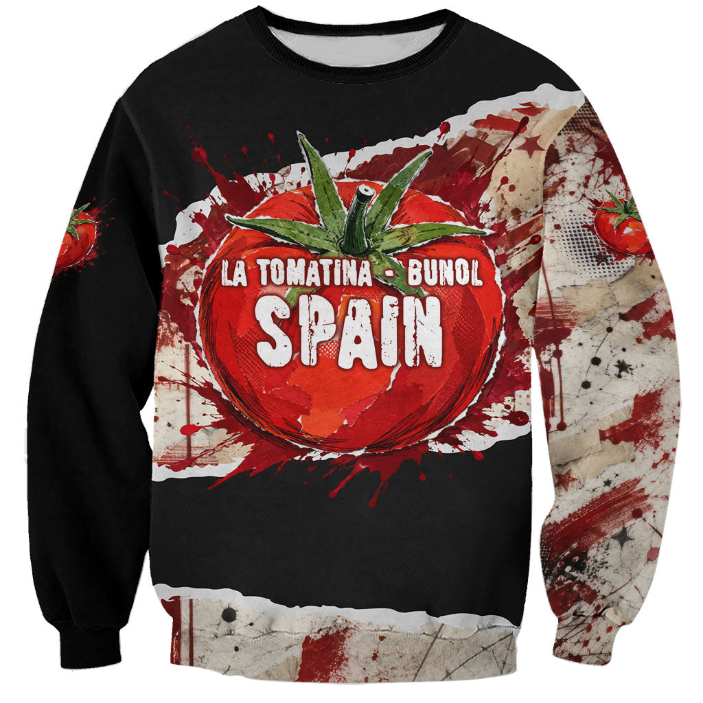 Spain La Tomatina Bunol Tomato Festival Sweatshirt Vintage Grunge Distressed Splatter Art Spanish Culture