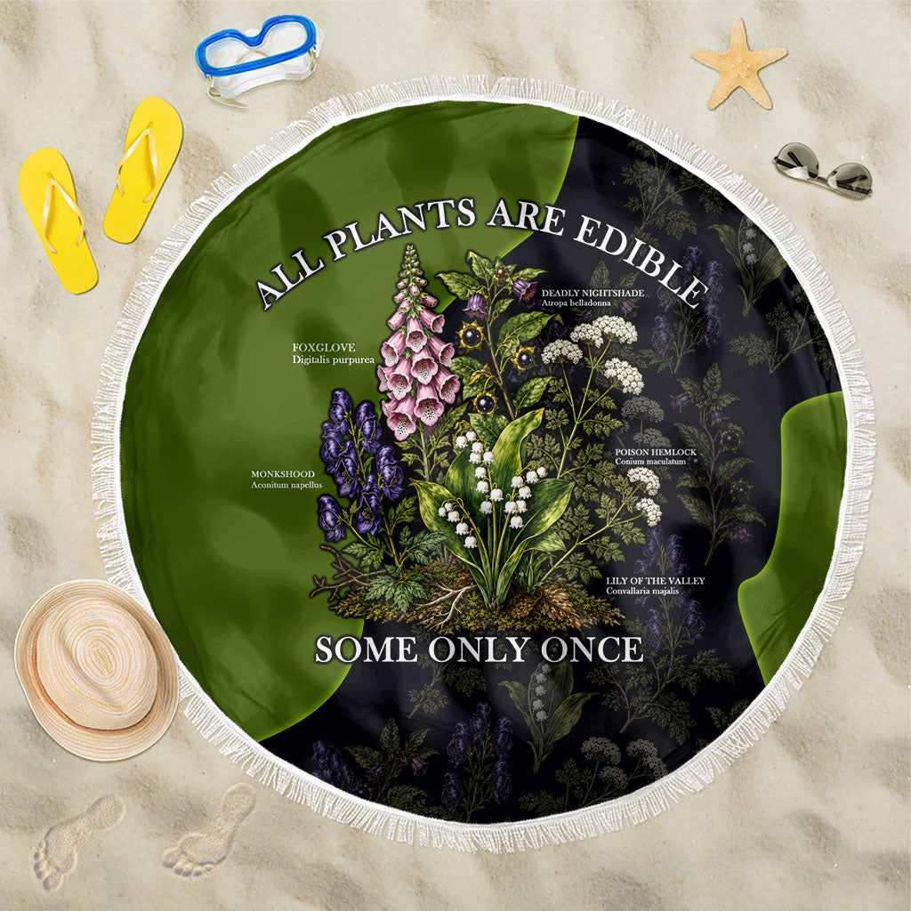 All Plants Are Edible Some Only Once Botanical Gardening Beach Blanket Vintage Floral