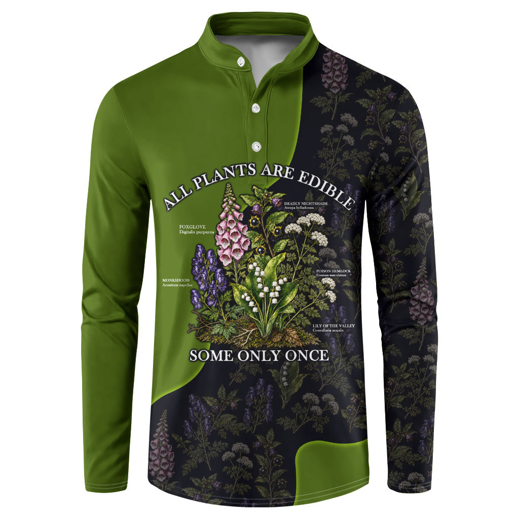 All Plants Are Edible Some Only Once Botanical Gardening Button Sweatshirt Vintage Floral