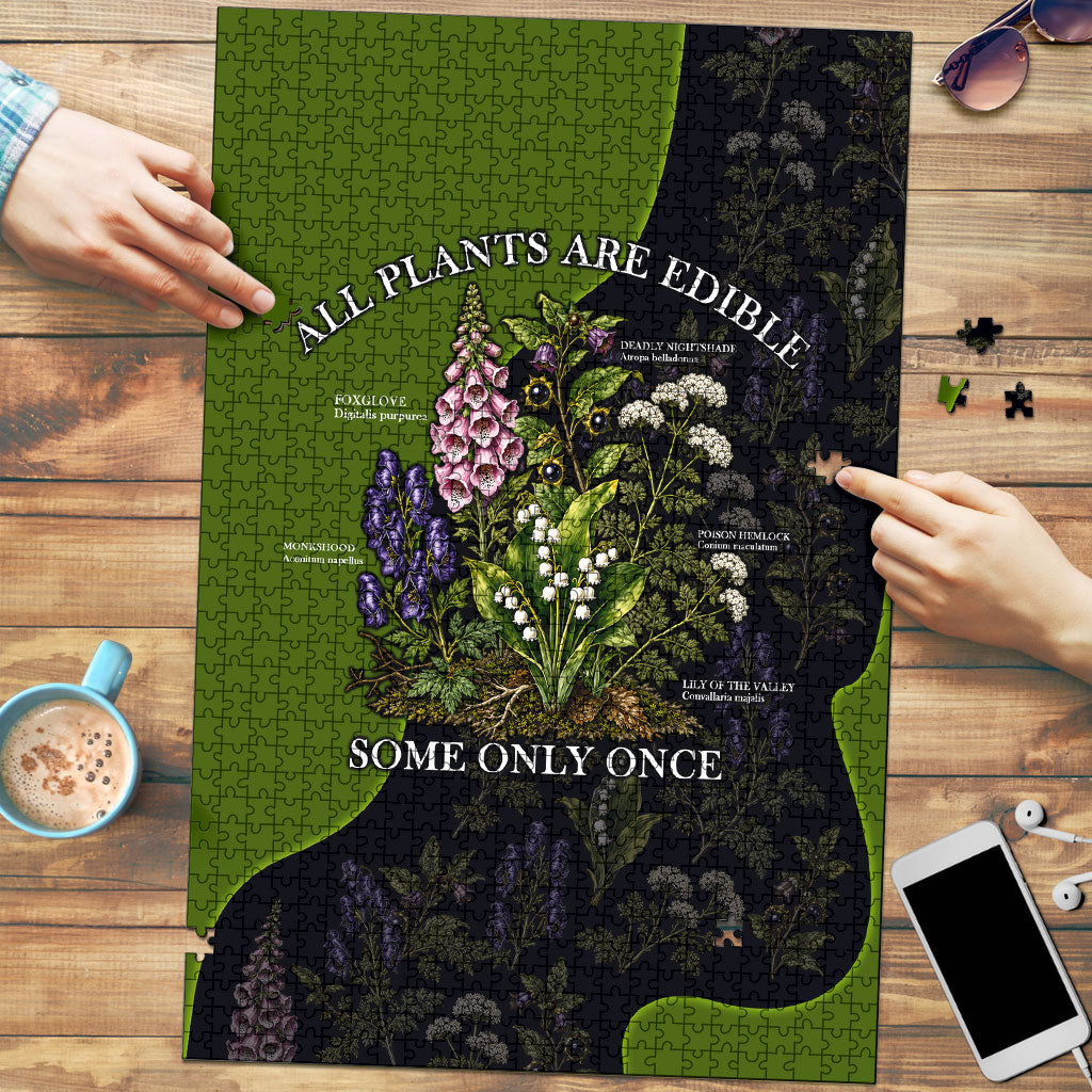 All Plants Are Edible Some Only Once Botanical Gardening Puzzle Vintage Floral