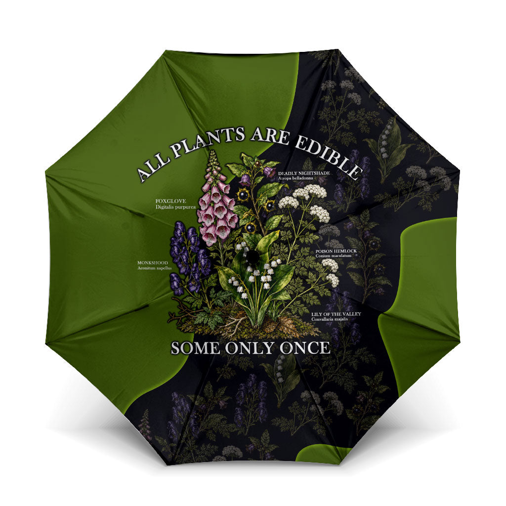 All Plants Are Edible Some Only Once Botanical Gardening Umbrella Vintage Floral