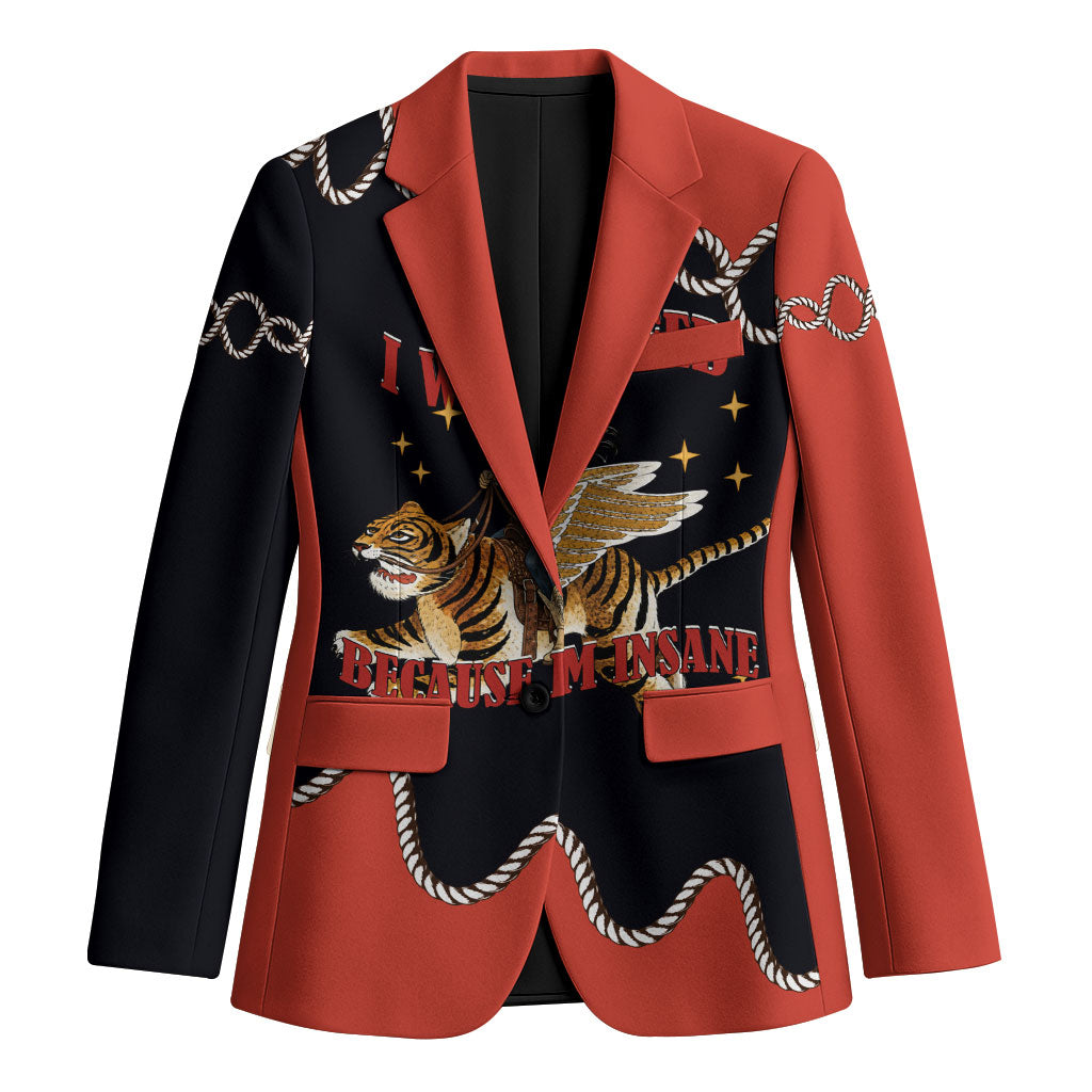 I Will Succeed Because I Am Insane Cowgirl Riding Tiger Blazer Vintage Western Country Humor Cowboy Hat
