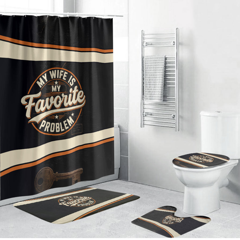 My Wife Is My Favorite Problem Bathroom Set Vintage Pinup Woman Mechanic Problem Solver