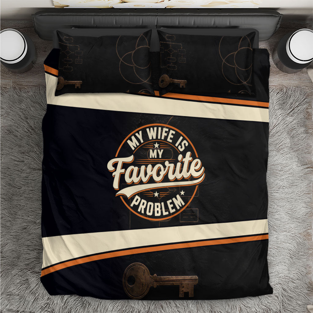 My Wife Is My Favorite Problem Bedding Set Vintage Pinup Woman Mechanic Problem Solver