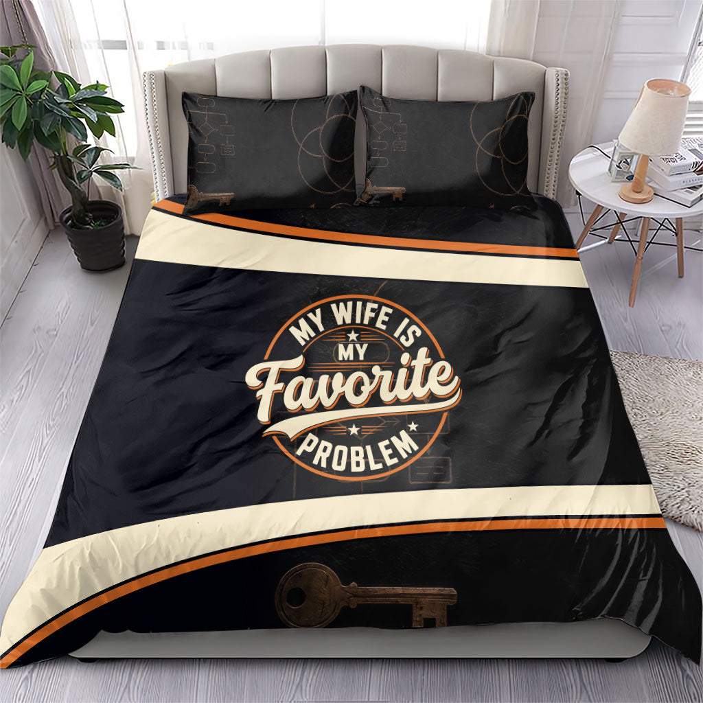 My Wife Is My Favorite Problem Bedding Set Vintage Pinup Woman Mechanic Problem Solver
