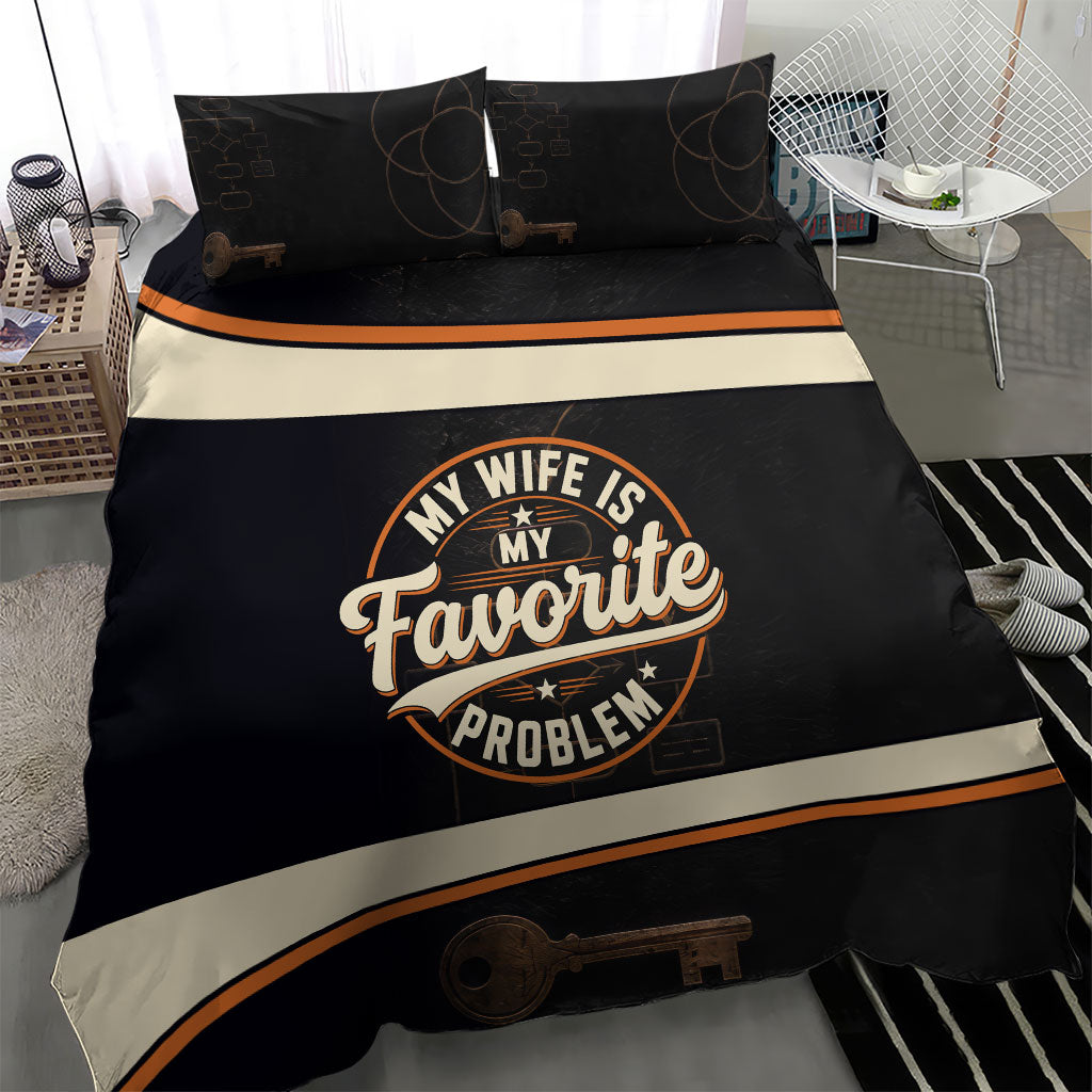 My Wife Is My Favorite Problem Bedding Set Vintage Pinup Woman Mechanic Problem Solver