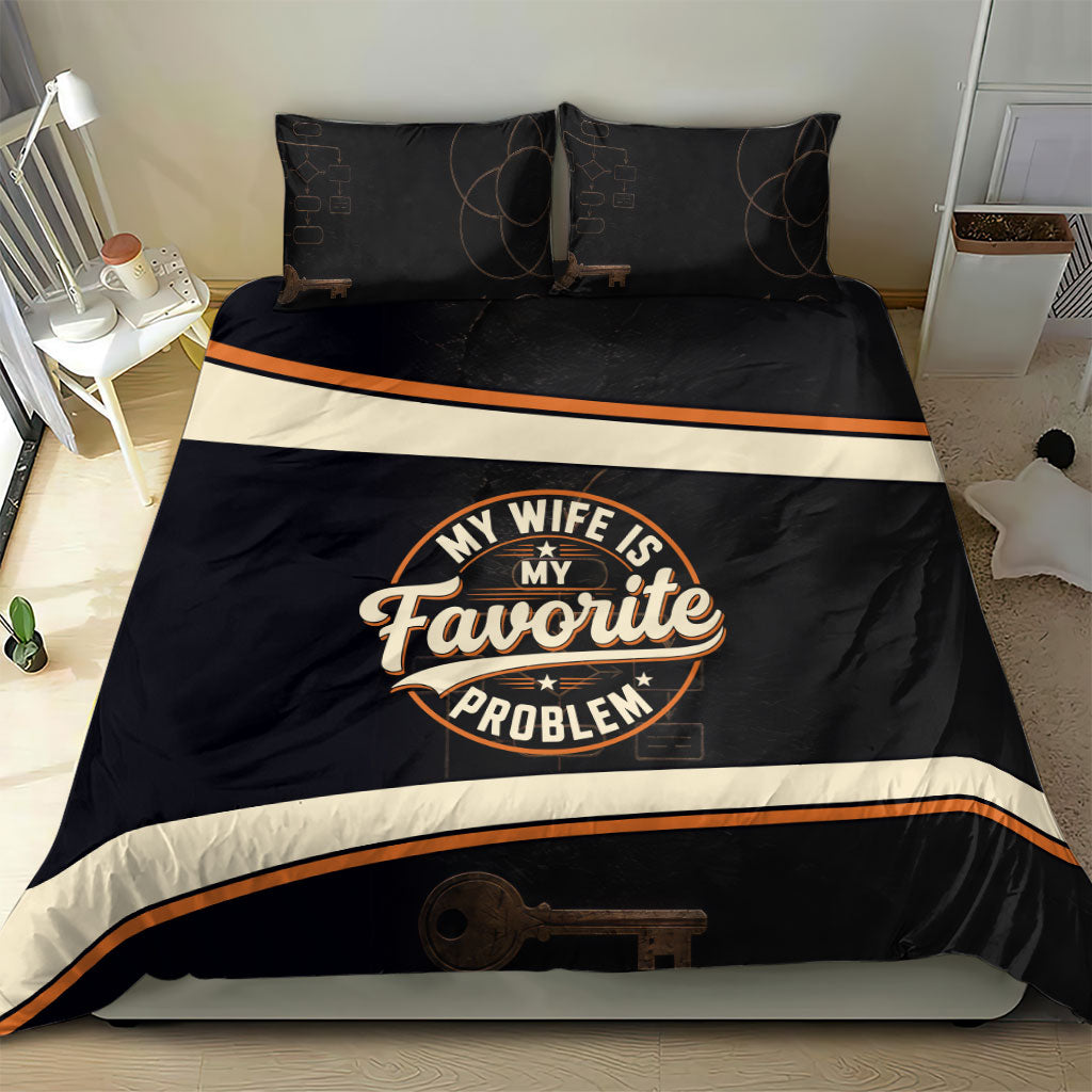 My Wife Is My Favorite Problem Bedding Set Vintage Pinup Woman Mechanic Problem Solver