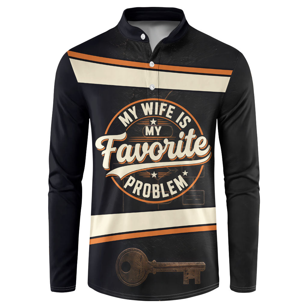 My Wife Is My Favorite Problem Button Sweatshirt Vintage Pinup Woman Mechanic Problem Solver