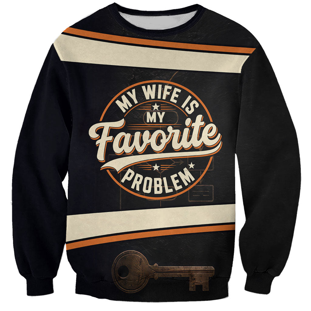 My Wife Is My Favorite Problem Sweatshirt Vintage Pinup Woman Mechanic Problem Solver