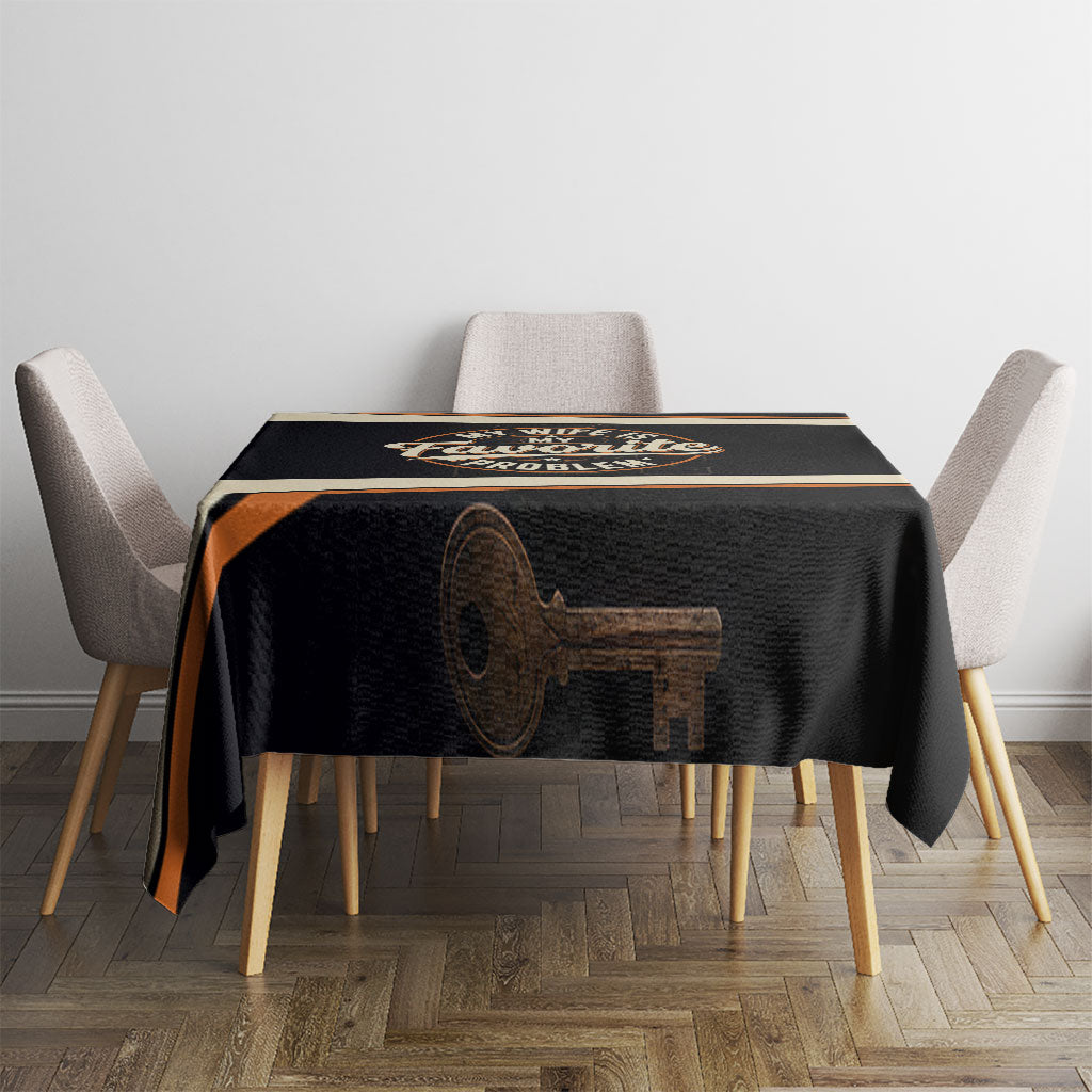 My Wife Is My Favorite Problem Tablecloth Vintage Pinup Woman Mechanic Problem Solver