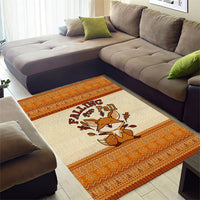 Cute Fox Falling For Fall Autumn Area Rug Orange Beige Knitted Pattern Cute Fox Autumn Leaf