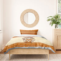 Cute Fox Falling For Fall Autumn Bedding Set Orange Beige Knitted Pattern Cute Fox Autumn Leaf