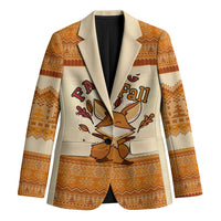 Cute Fox Falling For Fall Autumn Blazer Orange Beige Knitted Pattern Cute Fox Autumn Leaf