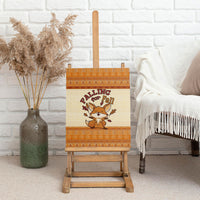 Cute Fox Falling For Fall Autumn Canvas Wall Art Orange Beige Knitted Pattern Cute Fox Autumn Leaf
