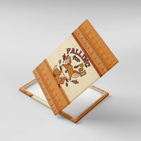Cute Fox Falling For Fall Autumn Canvas Wall Art Orange Beige Knitted Pattern Cute Fox Autumn Leaf