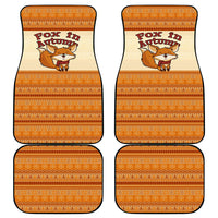 Cute Fox Falling For Fall Autumn Car Mats Orange Beige Knitted Pattern Cute Fox Autumn Leaf
