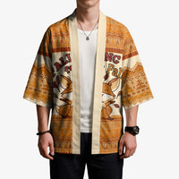 Cute Fox Falling For Fall Autumn Kimono Orange Beige Knitted Pattern Cute Fox Autumn Leaf