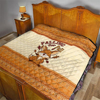 Cute Fox Falling For Fall Autumn Quilt Orange Beige Knitted Pattern Cute Fox Autumn Leaf