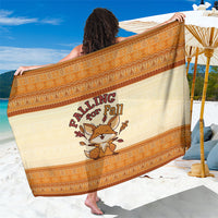 Cute Fox Falling For Fall Autumn Sarong Orange Beige Knitted Pattern Cute Fox Autumn Leaf