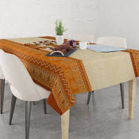 Cute Fox Falling For Fall Autumn Tablecloth Orange Beige Knitted Pattern Cute Fox Autumn Leaf