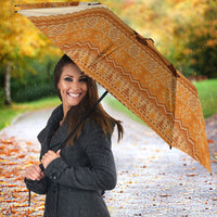 Cute Fox Falling For Fall Autumn Umbrella Orange Beige Knitted Pattern Cute Fox Autumn Leaf