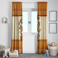 Cute Fox Falling For Fall Autumn Window Curtain Orange Beige Knitted Pattern Cute Fox Autumn Leaf
