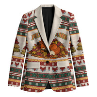 Cute Sleeping Fox Happy Fall Blazer Festive Red Green Knitted Pattern Sleeping Fox